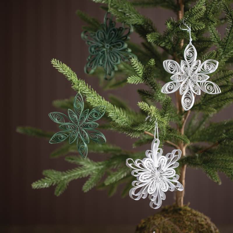 Set of 10 Paper Flower Ornaments - White